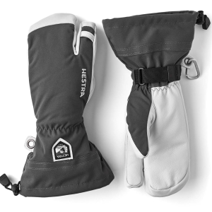 Hestra Army Leather Heli Ski 3-Finger Mittens 2025 in Gray size 9 | Leather/Polyester