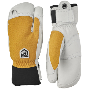 Hestra Army Leather Patrol 3-Finger Mittens 2025 in Yellow size 10 | Leather/Polyester