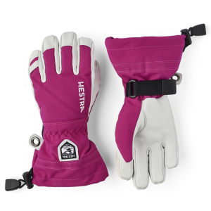 Kid's Hestra Army Leather Heli Ski Jr. Gloves Big 2025 in Pink size 4 | Nylon/Leather/Polyester