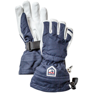 Kid's Hestra Army Leather Heli Ski Jr. Gloves Big 2025 in Blue size 6 | Nylon/Leather/Polyester
