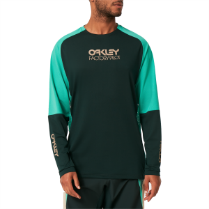 Oakley Factory Pilot MTB Long-Sleeve Jersey 2023 in Green size Small | Spandex/Polyester