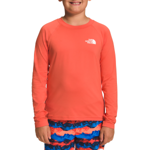 Kid's The North Face Amphibious Long-Sleeve Sun Top Boys' 2023 in Orange size X-Large | Elastane/Polyester