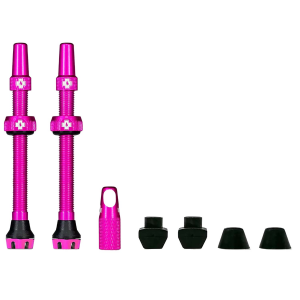 Muc-Off Tubeless V2 Valve Pair 2024 in Pink size Presta 44mm | Aluminum/Rubber
