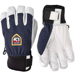 Image of Kid's Hestra Army Leather Patrol Jr. Gloves 2024 in Blue size 3 | Leather/Elastane/Polyester