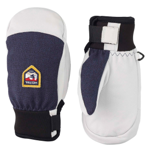 Image of Kid's Hestra Army Leather Patrol Jr. Mittens 2024 in Blue | Leather/Elastane/Polyester