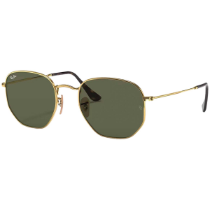 Image of Ray Ban Hexagonal 51 Sunglasses 2024 in Gold | Polyester