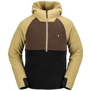 Image of Volcom Polar Fleece Hooded 1/2 Zip Midlayer Men's 2024 in Khaki size X-Small | Polyester