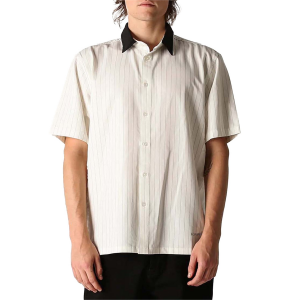 Image of Former Vivian Pinstripe Short-Sleeve Shirt Men's 2024 in White size Small | Spandex/Polyester