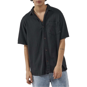 Image of Thrills Hemp Minimal Bowling Shirt Men's 2024 in Black size Large