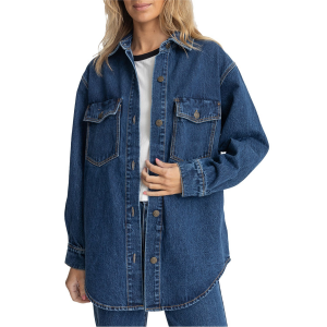 Image of Women's Rhythm Oversized Demin Shacket 2024 Jacket in Blue size Medium | Cotton/Denim