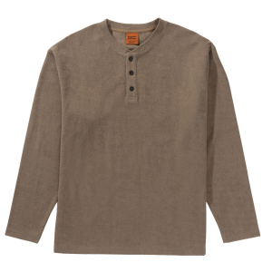 Image of Rhythm Vintage Terry Long-Sleeve Henley Shirt Men's 2024 in Brown size Small | Cotton