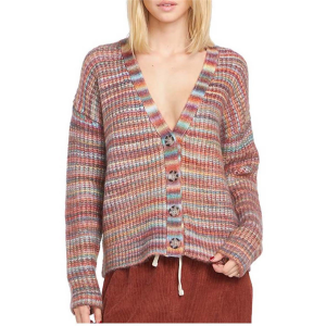 Image of Women's Volcom Desert Dreamz Cardi 2024 in Red size X-Small | Nylon/Acrylic