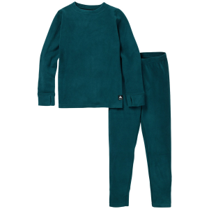 Image of Kid's Burton Heavyweight Fleece Base Layer Set 2025 in Green size Small | Spandex/Polyester