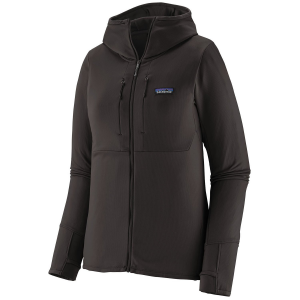 Image of Women's Patagonia R1 Thermal Full-Zip Hoodie 2025 in Black size Small | Spandex/Polyester