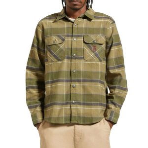 Image of Brixton Buiders Bowery Stretch Water Resistant Long-Sleeve Men's 2024 Dill/Olive Surplus/Washed in Black size X-Large | Spandex/Acrylic/Cotton