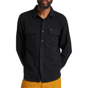 Image of Brixton Bowery Textured Twill Overshirt Men's 2024 in Black size Medium | Cotton