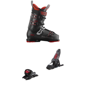 Image of Salomon S/Pro Alpha 100 Ski Boots 2024 - 28.5 Package (28.5) + 90 Adult Alpine Bindings in Red size 28.5/90 | Polyester