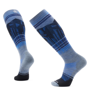 Image of Smartwool Targeted Cushion Summit Shot OTC Socks 2025 in Blue size X-Large | Nylon/Wool/Elastane