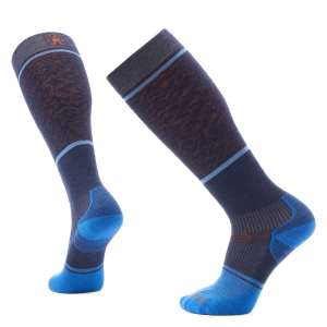 Image of Smartwool Snowboard Targeted Cushion Retro Line OTC Snowboard Socks 2025 in Blue size Large | Nylon/Wool/Elastane