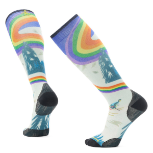 Image of Smartwool Zero Cushion Rainbow Trails Print OTC Socks 2026 in Blue size Medium | Nylon/Wool/Elastane