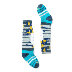 Image of Kid's Smartwool Wintersport Full Cushion Yeti OTC Socks 2025 in Blue size Small | Nylon/Wool/Elastane