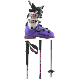 Salomon Shift Alpha BOA 130 Alpine Touring Ski Boots 2025 - 26.5 Package (26.5) + 100-135 M's Poles | Rubber/Plastic in Black size 26.5/100-135 | Rubber/Polyester/Plastic