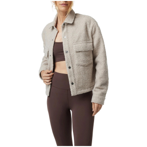 Image of Women's Vuori Sycamore Cropped Shirt Jacket 2024 in Gray size X-Small | Polyester