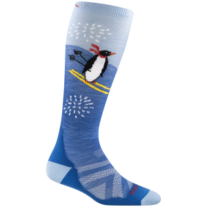 Image of Kid's Darn Tough Penguin Peak OTC Midweight Cushion Socks 2025 in Blue size Large | Nylon/Spandex/Wool