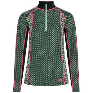 Image of Women's Kari Traa Lekker Half-Zip Top 2025 in Green size Medium | Wool/Polyester