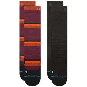 Image of Stance Nightride Mid Poly Snow Socks 2-Pack 2025 in Black size Large | Nylon/Polyester