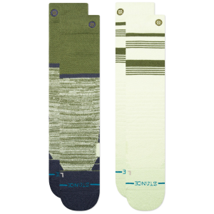 Image of Stance Backside Mid Poly Snow Socks 2-Pack 2025 in Green size Large | Wool/Polyester