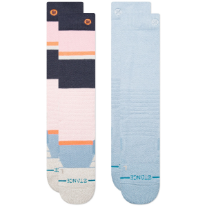 Image of Stance Powdered Mid Poly Snow Socks 2-Pack 2025 in Pink size Medium | Nylon/Elastane/Polyester