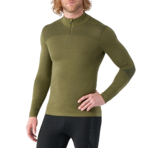 Image of Smartwool Intraknit Base Layer 1/4 Zip Top Men's 2025 Black in White size Medium | Wool/Elastane/Polyester