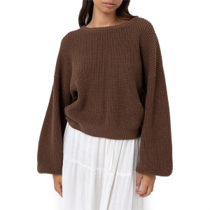 Image of Women's Rhythm Classic Knit Jumper 2024 in Brown size Medium | Acrylic/Cotton