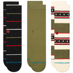 Image of Stance Greetings 3-Pack Crew Socks 2024 in Black size Medium | Cotton