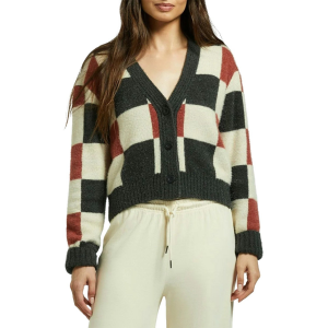 Image of Women's Brixton Rivington Crew Cardigan Sweater 2024 in White size X-Small | Nylon/Acrylic