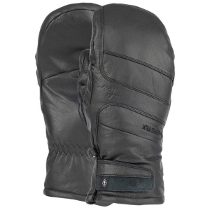 Image of Women's POW Stealth GORE-TEX Mittens 2025 in Black size Small | Leather/Polyester