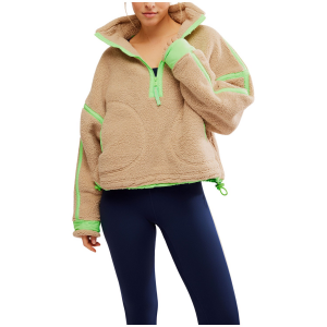 Image of Women's Free People Mountain High 1/2 Zip Pullover 2024 in Khaki size Small | Nylon/Polyester