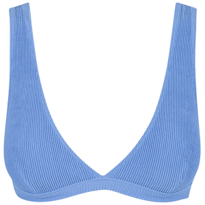 Image of Women's Rhythm Isla Rib Tall Tri Bikini Top 2025 in Blue size Small | Nylon/Spandex