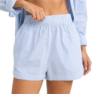Image of Women's Rhythm Zephyr Stripe Shorts 2025 in Blue size Small | Cotton