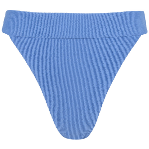 Image of Women's Rhythm Isla Rib Hi Banded Bikini Bottom 2025 in Blue size X-Small | Nylon/Spandex/Polyester