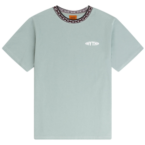 Image of Rhythm Contrast Neckband Short-Sleeve T-Shirt Men's 2025 in Blue size Large | Cotton
