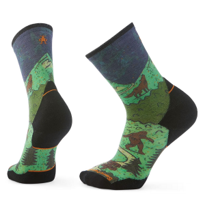 Image of Smartwool Trail Run Targeted Cushion Neature Print Crew Socks Men's 2025 in Blue size Medium | Nylon/Wool/Elastane