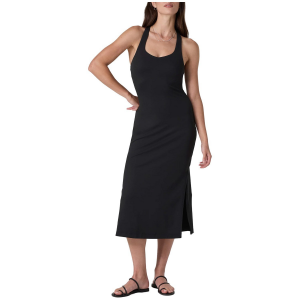 Image of Women's Vuori Halo Racerback Dress 2025 in Black size Large | Elastane/Polyester