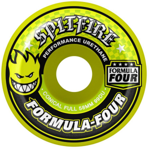 Image of Spitfire Formula Four 99d Conical Full Neon Yellow Skateboard Wheels 2026 size 58