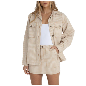 Image of Women's Rhythm Willa Stripe Jacket 2025 in White size Small | Cotton