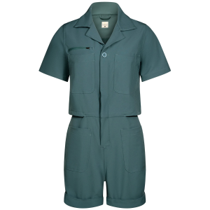 Image of Women's Shredly Droptail Trail Romper 2025 in Green size Small | Spandex/Polyester