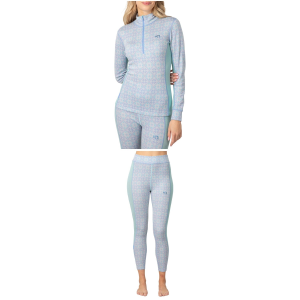 Women's Kari Traa Rose Half Zip Top 2026 Blue Package (M) + M Bottoms in Green size Medium | Wool/Micron