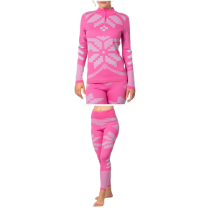 Women's Kari Traa Faith Half-Zip Top 2026 - Medium Package (M) + L Bottoms in Pink size Medium/Large | Wool
