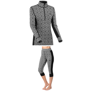 Women's Kari Traa Rose Half Zip Top 2026 - Medium Blue Package (M) + XS Bottoms in Black size M/Xs | Wool/Micron